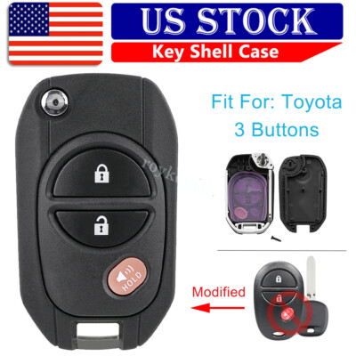 Modified Flip Remote Key Shell for Toyota Tacoma Tundra Fob 3 Buttons GQ43VT20T