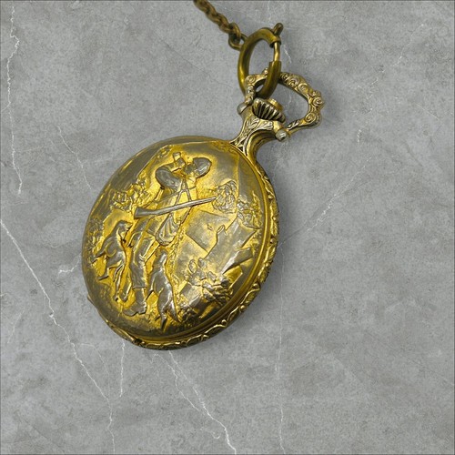 Andre Rivalle 17 Jewels Pocket Watch Fox Hunting Gold Tone w/ Fob Chain Videođź‘€ - Picture 7 of 16