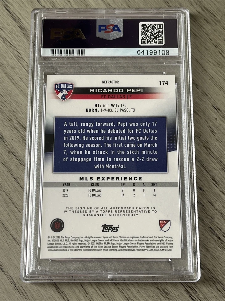 2021 Topps Chrome #174 Ricardo Pepi RC AUTO 💎 PSA 10 GEM MINT 💎 USMNT 🔥 QTY - Image 4 of 4