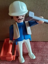 Playmobil 1974 geobra Construction Worker and Tools w/ 2 tool boxes