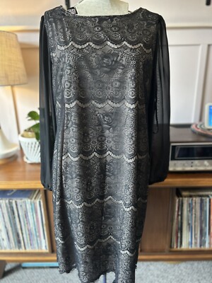 Evan Picone Black Tan Lace Overlay Long Sleeve Cocktail Dress Lightweight Sz 16 | eBay Evan Picone Black Tan Lace Overlay Long Sleeve Cocktail Dress Lightweight Sz 16 | eBay