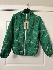 NWT Zara Girls Petite Women's Green Pink Text Hooded Windbreaker Jacket 11-12