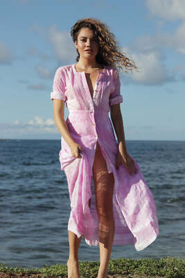 Love Shack Fancy Edie Dress M 8 Women Casual Button Down Tie Dye Midi NEW 38199