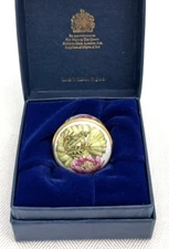 HALCYON DAYS Enamel Metal FROG TRINKET BOX Lily Pad Flowers WITH BOX