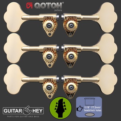 NEW Gotoh GBU510C-12 Bass 6-String L3+R3 11/16'' Tuners Clover Key 3x3 - GOLD