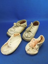Vintage Leather Baby Toddler Shoes W/ Cloth inserts