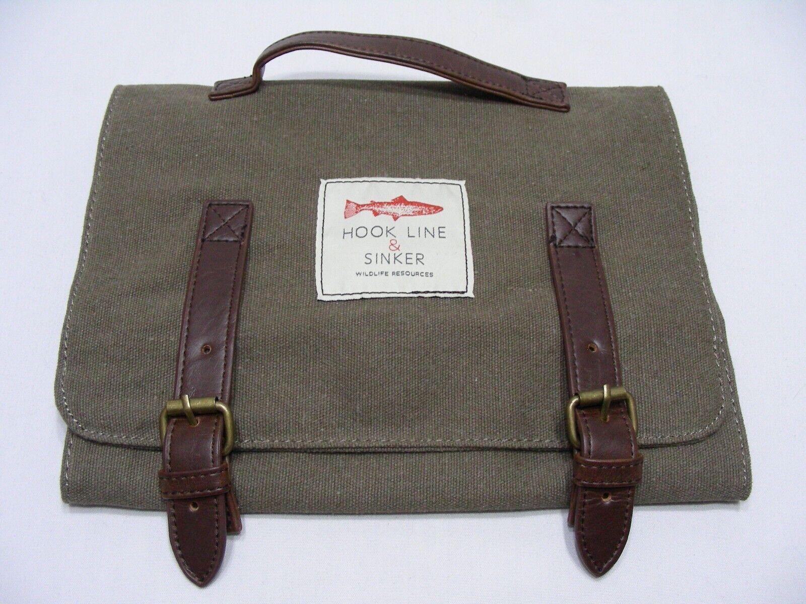 HOOK LINE & SINKER - WILDLIFE RESOURCES - Fishing Themed Canvas/Leather  Bag!