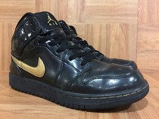 RARE Nike Air Jordan 1 Phat Black Patent Leather Metallic Gold S 6Y 364781-001