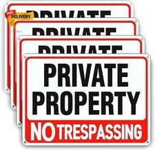 4-Pack Large No Tresspassing Sign Private Property 8X12 Inch Rust Free Aluminum