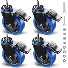 Stem Caster Wheels 5 Inch Heavy Duty Threaded Stem Mount Casters Set of 4 with A