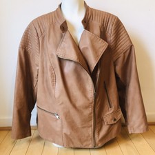 Just Fab Faux Leather Jacket | Moto Biker | Size 2 Xl | Light Brown