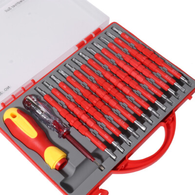 26-in-1 Electrician Insulated Screwdriver Set Magnetic Tip Slotted Phillips Tool