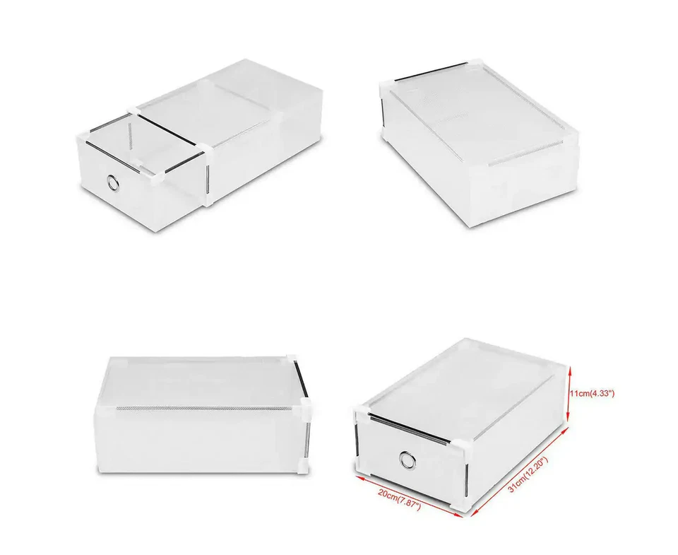 6/12/24 Set Transparent Shoe Storage Box Stackable Household Drawer Organizer - Image 2 of 4