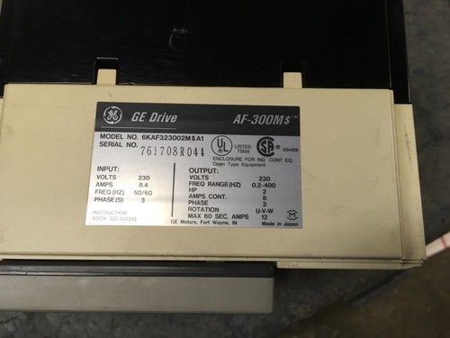 GE Drive, AF-300M$, 6KAF323002M$A1, input 230v, Output 230v 2hp, 3ph, warranty - Picture 2 of 5