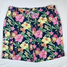 Chaps XL Tropical Floral Print Drawstring Pockets Swimsuit Swim Trunks
