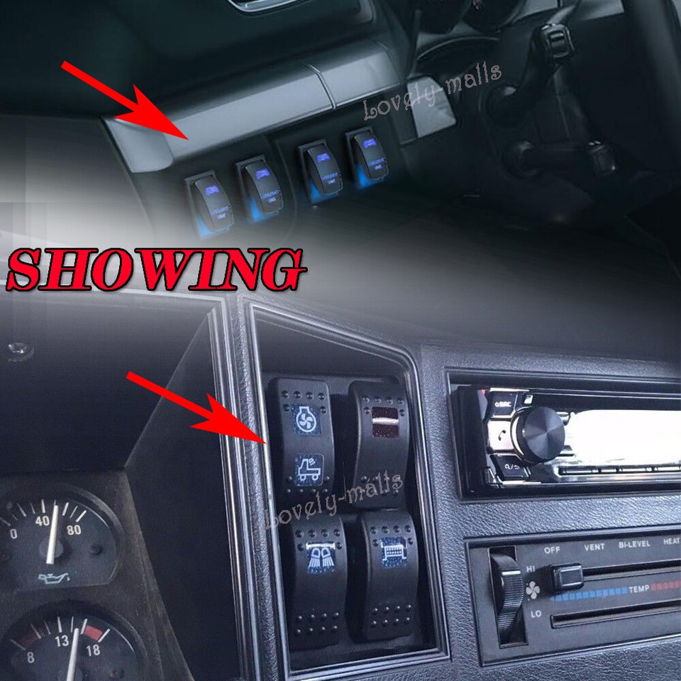 LIGHTED WHIP Blue LED Toggle Rocker Laser Switch 5PIN ON-OFF Boat ...