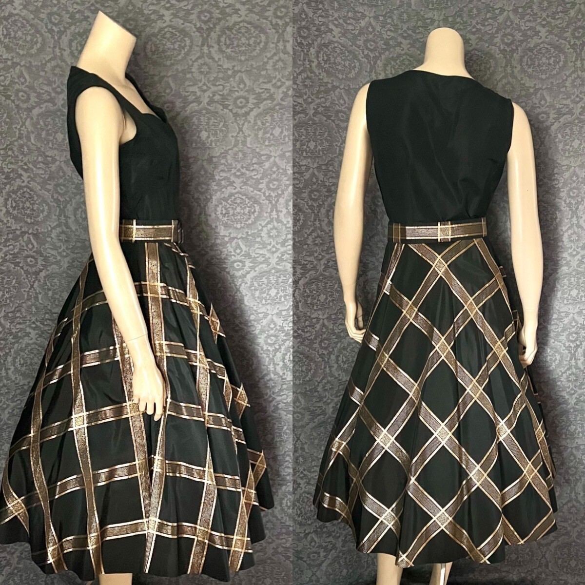 1950s Johara Junior Party Frock, Belt & Bolero, Black & Gold