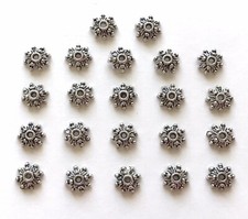 Lot Of 22 Bali Style Bead Caps. Tibetan Antique Silver. 9x3mm. US SELLER