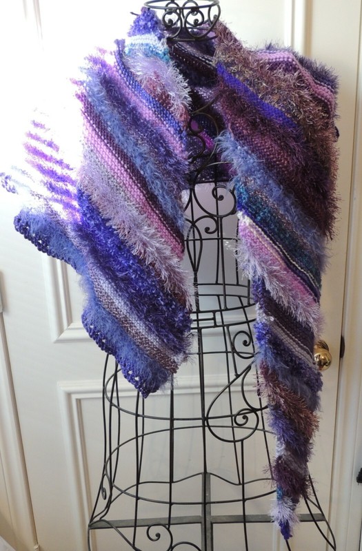 Purple Shades Knit Vortex Shawl Ultra Violet Warm Fashion Accessory