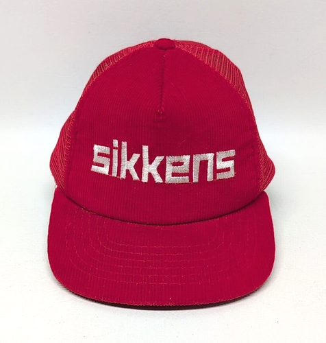 Sikkens Corduroy Snapback Cap Hat Red Mesh & Foam