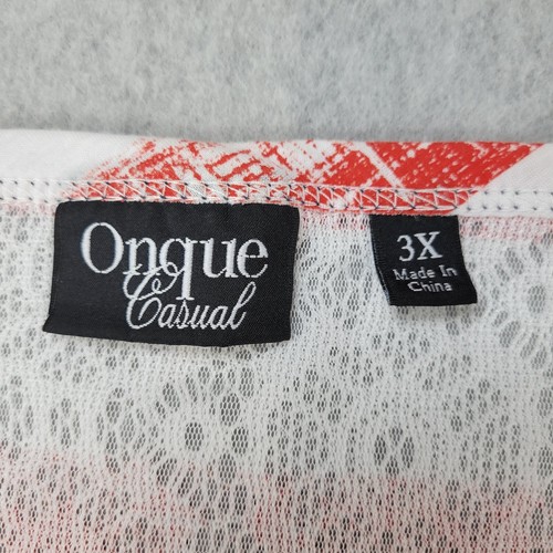 Onque Casual Top Short Sleeve Patriotic T-Shirt Sequin Star Stripes Womens 3X - Picture 3 of 12
