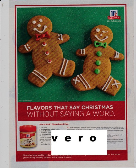 McCormick magazine print ad 2014 clipping recipe GINGERBREAD MEN COOKIES 2 vtg eBay