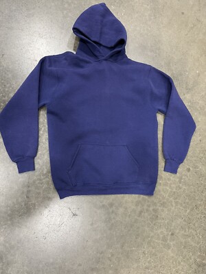Vintage 70s Russell Athletic Navy Hoodie Sweatshirt Made In USA Xl 