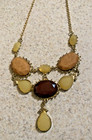 STUNNING VINTAGE BIB TYPE ADJUSTIBLE LENGTH GOLD TONE & EARTHTONE NECKLACE — photo 1