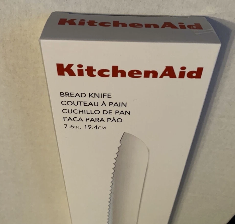 KitchenAid Scalloped Bread Knife 7.6 Inches Ebony Black Brand New in Sealed Box  - Imagem 3 de 4