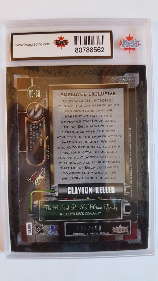 Clayton Keller 2017-18 Precious Metal Gem Employee Purple Rookie Hockey Card!!!! - Image 2 of 2