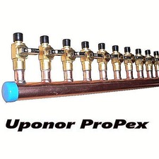 2" Copper Manifold 5/8" Pex Uponor ProPEX With  W/O Valve 2 Loops-12 Loops