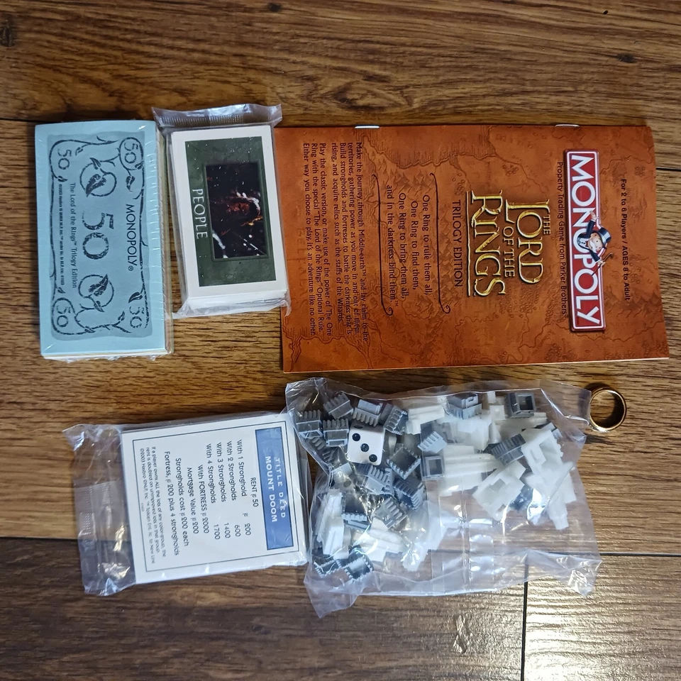 LORD OF THE RINGS MONOPOLY BOARD GAME TRILOGY EDITION 2003 NEW HASBRO - Image 3 of 4