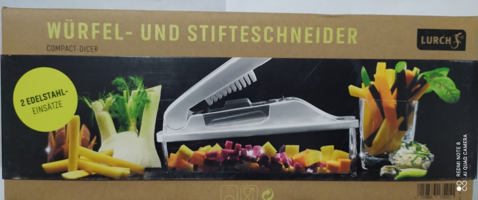 Taglia verdure e taglia frutta manuale con raccoglitore della ditta Lurch