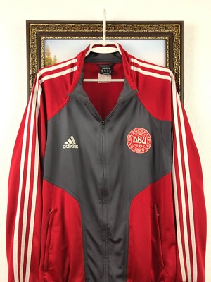 Vintage Adidas Denmark Football Jacket Soccer Track Top Zip Mens