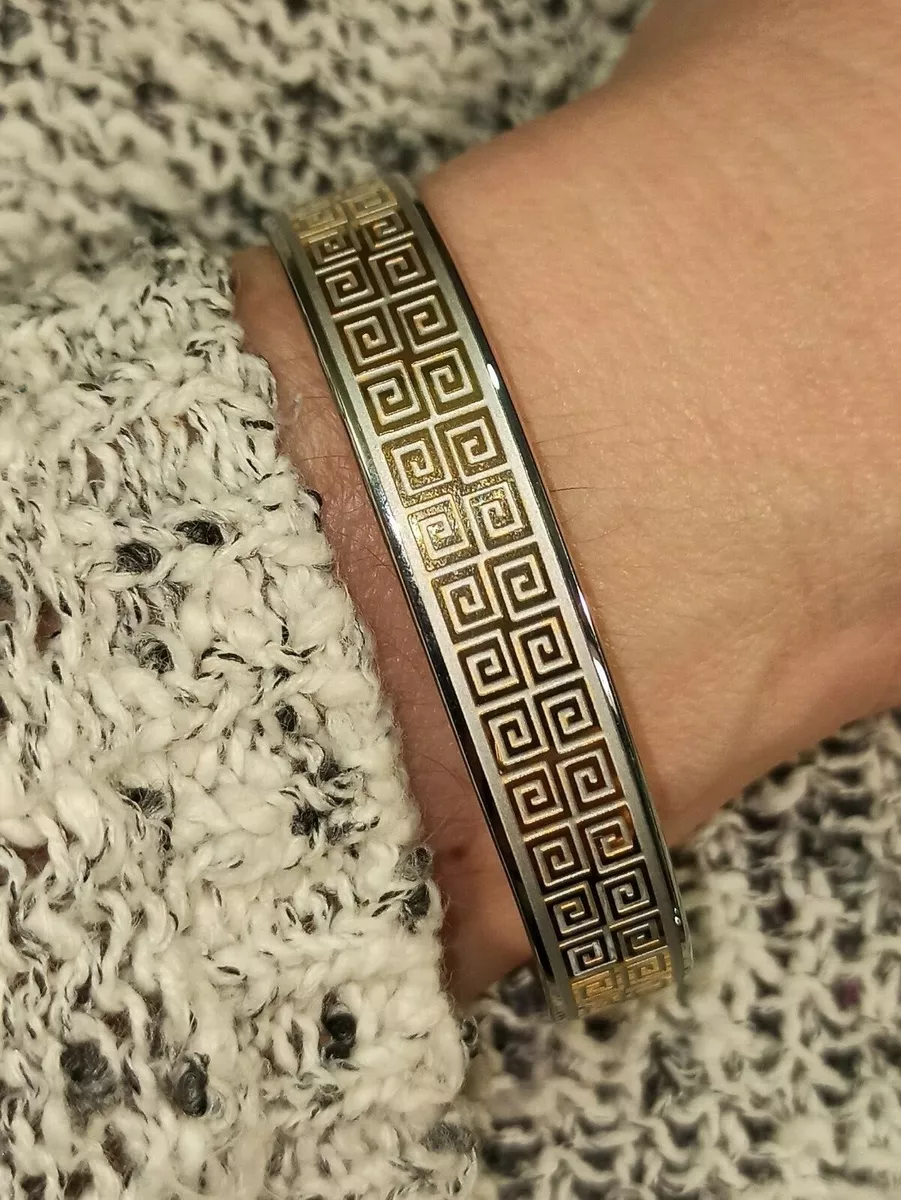 24k GOLD Greek Key Bangle SIILVER women HANDMADE Greek Jewelry ETERNITY Bracelet