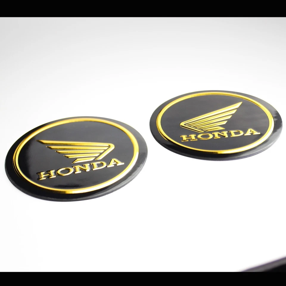 2" CALCOMANÍA EMBLEMA LOGOTIPO CARENADO/GUARDABARROS INSIGNIA PEGATINA ALA HONDA NEGRO + CROMO DORADO Foto 2 de 3