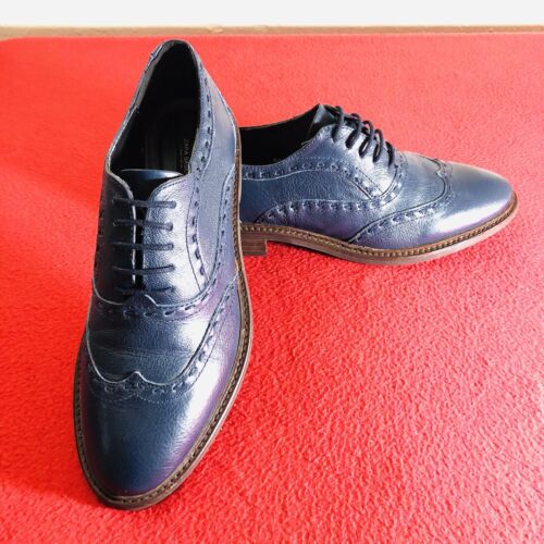 Zara Basic Collection Formal Office Casual Lace Up Oxford Brogue Shoes Women 7.5 - Afbeelding 1 van 12