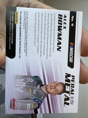 2021 Panini Chronicles Auto Pedal to the Metal Alex Bowman #4 /10 Holo Silver - Picture 2 of 2