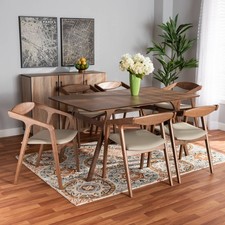 Baxton Studio Harland Gray Faux Leather 7-Piece Dining Set