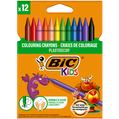 3086123175280 BIC Kids Plastidecor kredki świecowe opakowanie 12 sztuk BIC