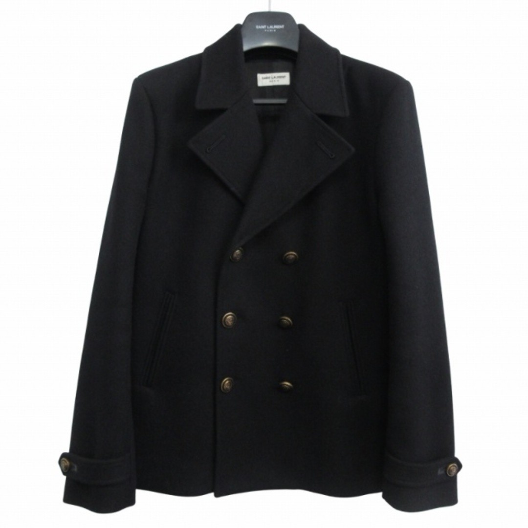 Cappotto Saint Laurent Paris 20AW lana Melton P mezzo bottone oro 627374 nero u