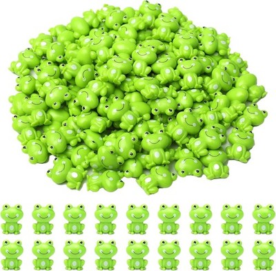 100 Pack Mini Green Plastic Frogs, Small Frog Figurine Tiny Frogs to Hide Fairy