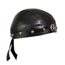 Star Studded Cap Wrap Biker Leather Cool Stylish Black