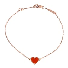 Van Cleef & Arpels Sweet Alhambra Carnelian Heart Bracelet 18KT Rose Gold