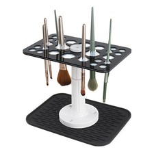 Makeup Brushes Drying Rack Silicone Mat 26 Holes Acrylic Brush Holder Stand Tree