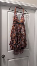 Gold Flava Strappy Geometric Print Maxi Dress Large Layered