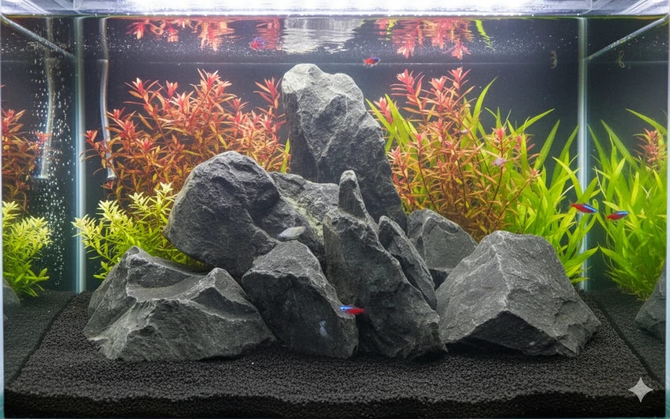 Aquarium Steine 10 Kg Basalt Schwarz Gr. L Aquascaping - Malawi Barsche Deko - Bild 2 von 4