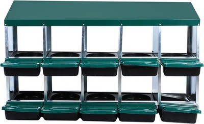 GRAVEE Chicken Nesting Box 6/8/10 Compartment Metal Leg Roll Away Egg Coop