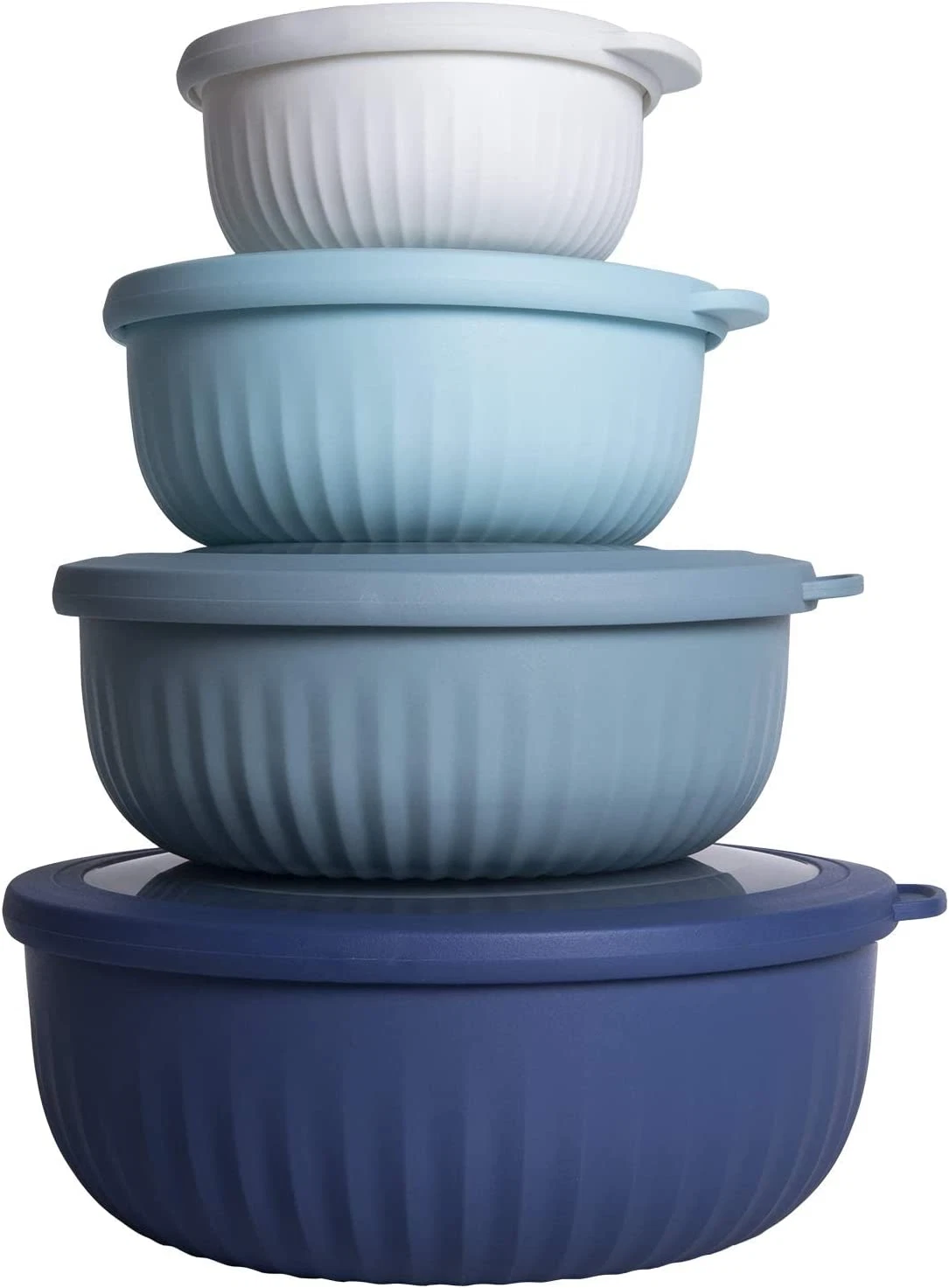 Prep Bowls with Lids- Wide and Deep Nesting Plastic Small Mixing Bowl Set with L