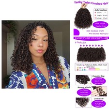 Aeyab 8 Packs Dark Brown Yanky Twist Crochet Hair 8 Inch 8 Packs